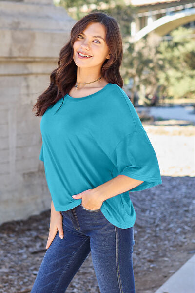 Basic Bae Full Size Round Neck Drop Shoulder T-Shirt - Dahlia Boutique