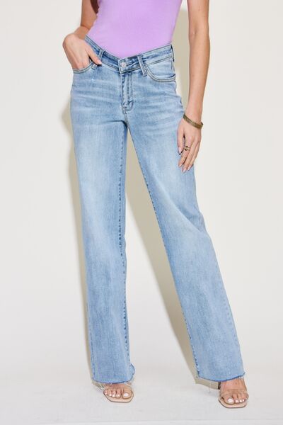 Judy Blue Full Size V Front Waistband Straight Jeans - Dahlia Boutique