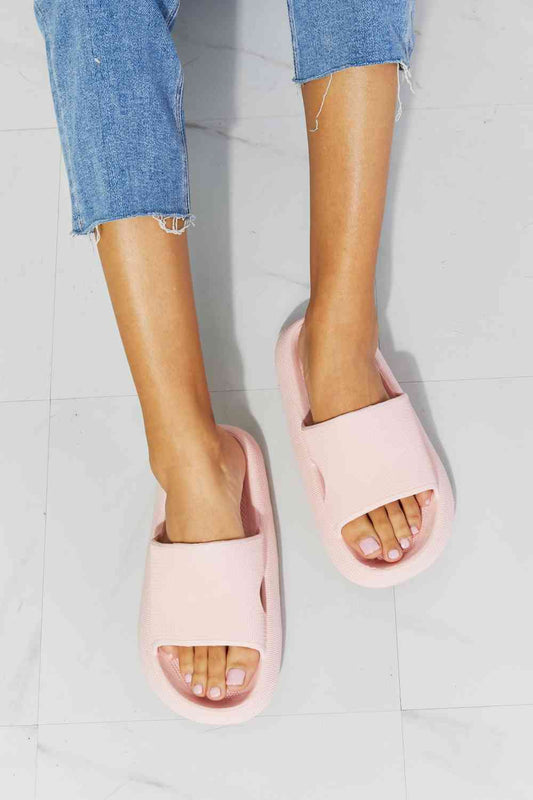 MMShoes Arms Around Me Open Toe Slide in Pink - Dahlia Boutique