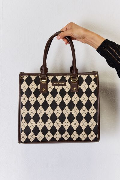 David Jones Argyle Pattern PU Leather Handbag - Dahlia Boutique