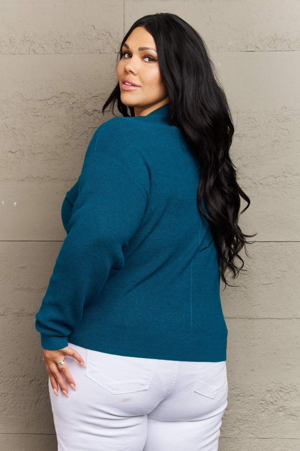 Zenana Kiss Me Tonight Full Size Button Down Cardigan in Teal - Dahlia Boutique